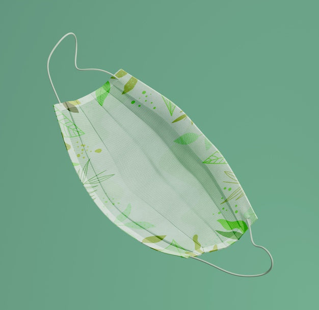 Top View Mask On Green Background Psd