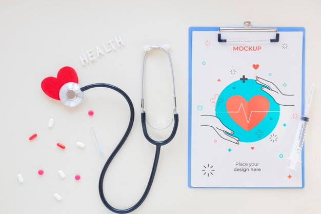 Top View Medical Clipboard With Mock-Up Psd