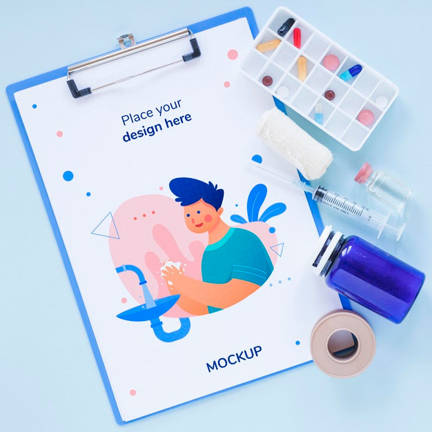 Top View Medical Clipboard With Mock-Up Psd