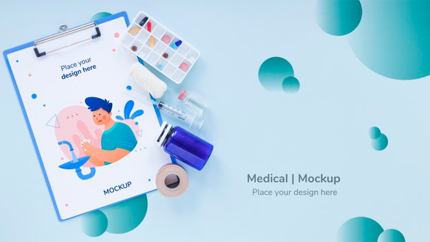 Top View Medical Clipboard With Mock-Up Psd