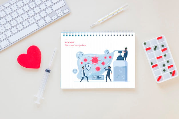 Top View Medical Notepad With Mock-Up Psd