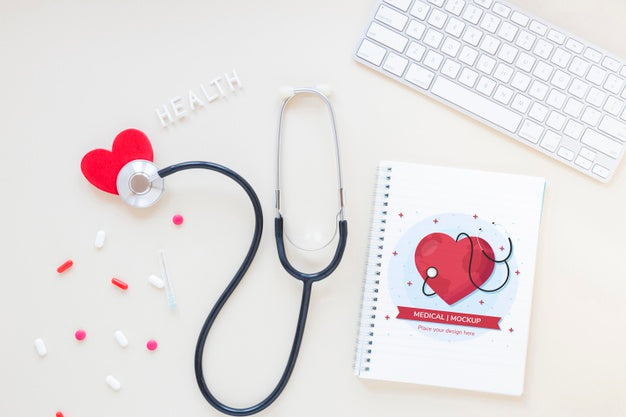 Top View Medical Stethoscope With Mock-Up Psd