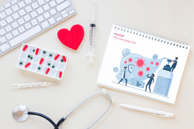 Top View Medical Stethoscope With Mock-Up Psd