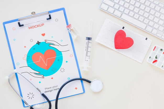 Top View Medical Stethoscope With Mock-Up Psd