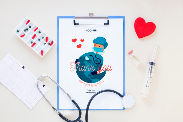 Top View Medical Stethoscope With Mock-Up Psd