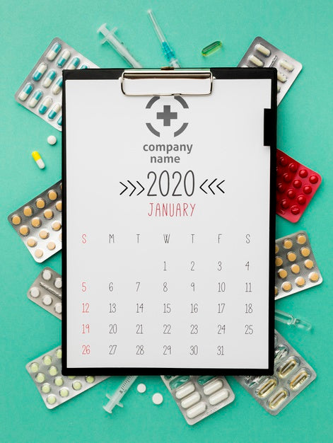 Top View Medicine On Green Background Psd