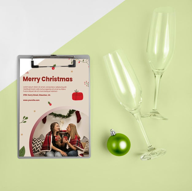 Top View Merry Christmas Greeting With Mock-Up Psd