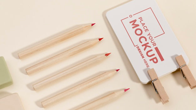 Top View Messy Arrangement With Stationery Elements Mock-Up Psd