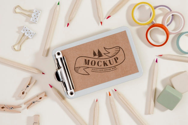 Top View Messy Assortment With Stationery Elements Psd