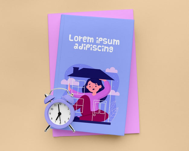 Top View Minimalist Book Cover Mock-Up Psd