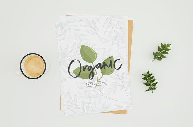 Top View Minimalist Paper Mock-Up On White Background Psd