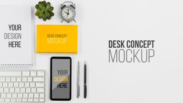 Top View Mobile Phone And Keyboard With Mock-Up Psd