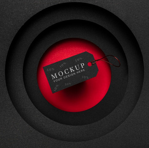 Top View Mock-Up Black Friday Price Tag And Layers Of Fabric Psd