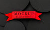Top View Mock-Up Black Friday Red Ribbon On Circular Shapes Psd