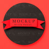 Top View Mock-Up Black Friday Ribbon On Red Background Psd