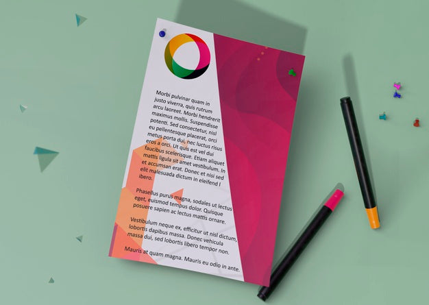 Top View Mock-Up Identity Business Paper And Pencils Psd