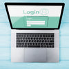 Top View Mock-Up Laptop With Wooden Background Psd