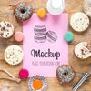 Top View Mock-Up With Delicious Doughnuts Psd