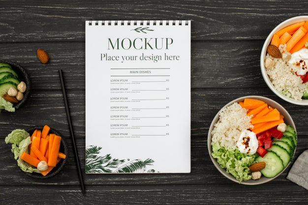 Top View Mock-Up With Delicious Food Psd