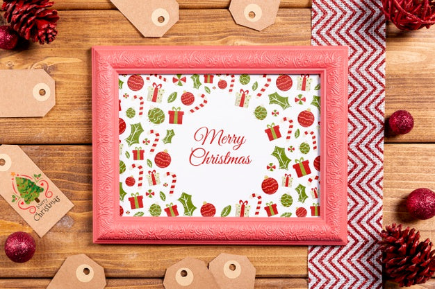 Top View Mock-Up With Frame And Labels Psd