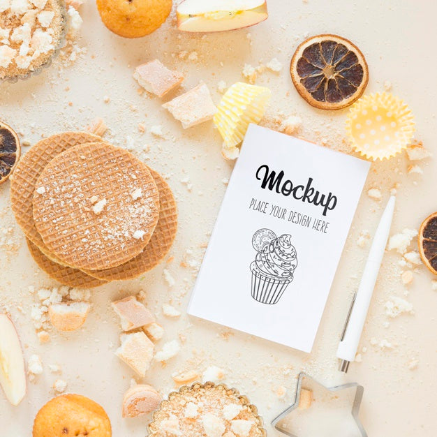 Top View Mock-Up With Pastries Psd