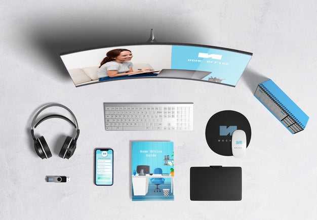 Top View Mock-Up Work From Home Psd