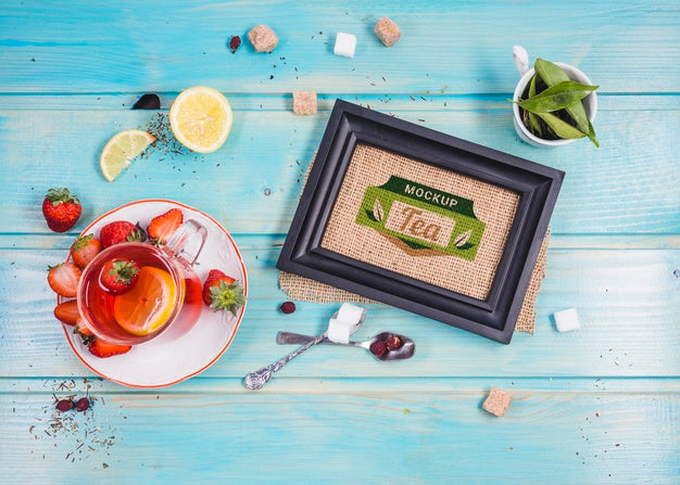 Top View Morning Tea Mock-Up Psd