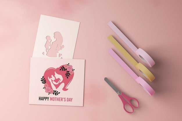 Top View Mother'S Day Card With Mock-Up Psd