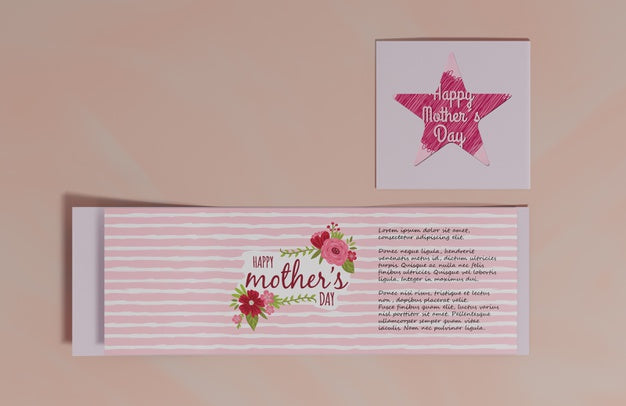 Top View Mothers Day Greeting Card Psd