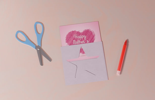 Top View Mothers Day Greeting Card Psd