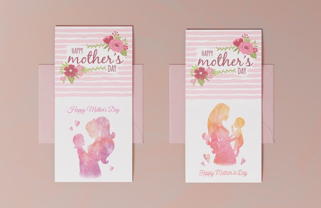 Top View Mothers Day Greeting Card Psd