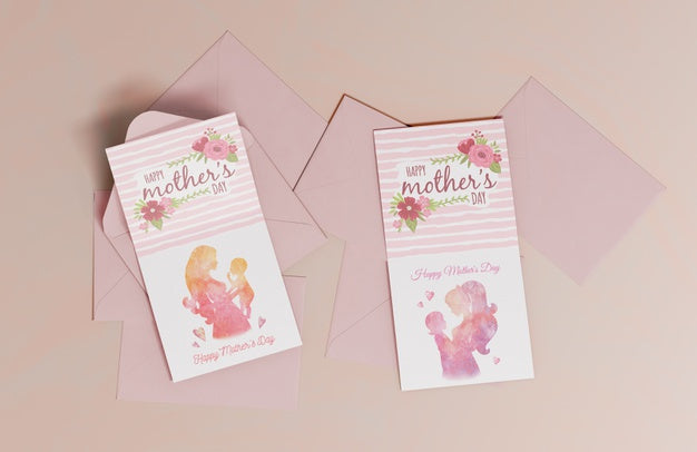 Top View Mothers Day Greeting Card Psd