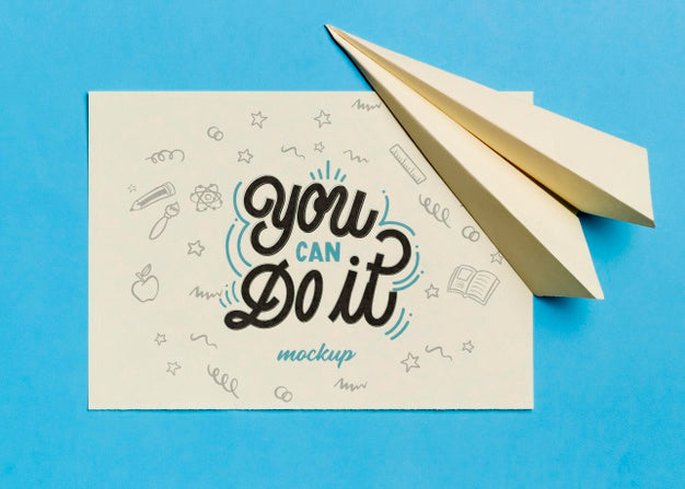 Top View Motivational Quote With Paper Plane Psd