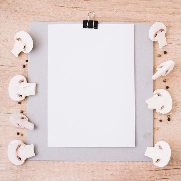 Top View Mushrooms With Clipboard Psd