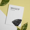 Top View Nature Magazine Cover Mock-Up With Leaves Arrangement Psd