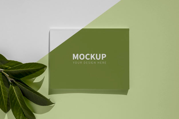 Top View Nature Magazine Cover Mock-Up With Leaves Assortment Psd