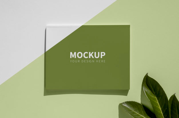 Top View Nature Magazine Cover Mock-Up With Leaves Assortment Psd