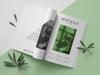 Top View Nature Magazine Cover Mock-Up With Leaves Psd