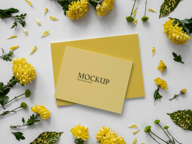 Top View Nature Magazine Cover Mock-Up With Leaves Psd