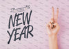Top View New Year Lettering Mock-Up On Pink Background Psd