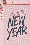 Top View New Year Lettering With Simple Frame Psd