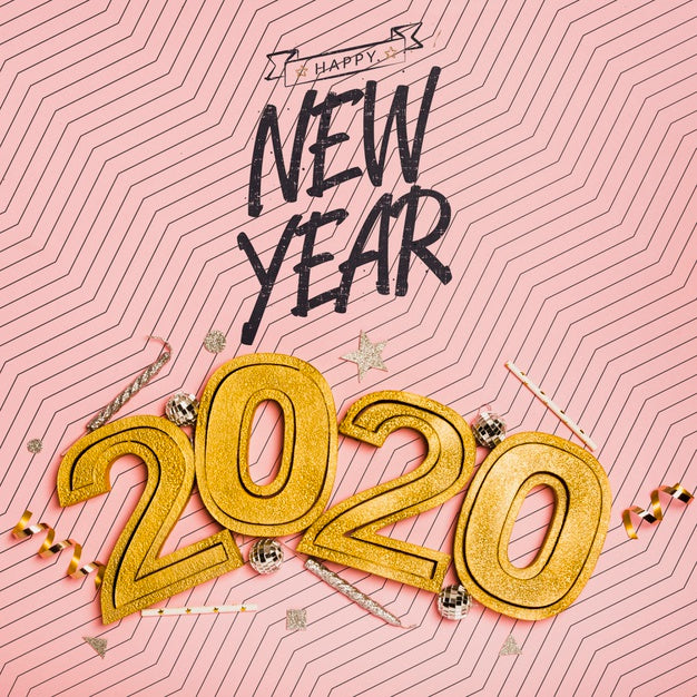 Top View New Year Minimalist Lettering On Pink Background Psd