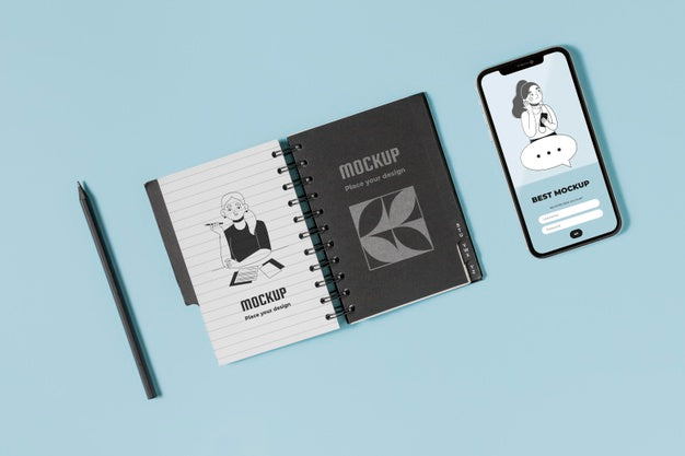 Top View Notebook And Smartphone Psd