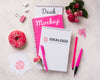 Top View Notebook Mock-Up Near Roses And Donut Psd