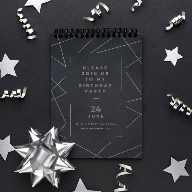 Top View Notebook On Black Background Psd