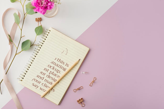 Top View Notebook With Copy Space Psd