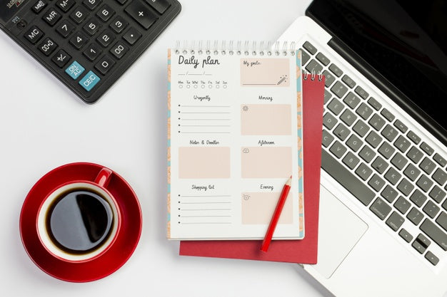 Top View Notebook With Daily Tasks Concept Psd