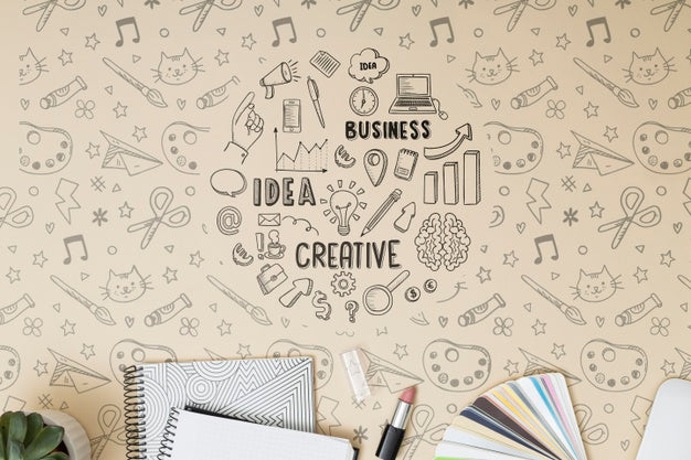 Top View Notebooks With Mock-Up Psd