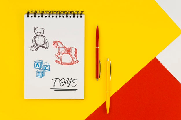 Top View Notepad Mock-Up On Colorful Background Psd