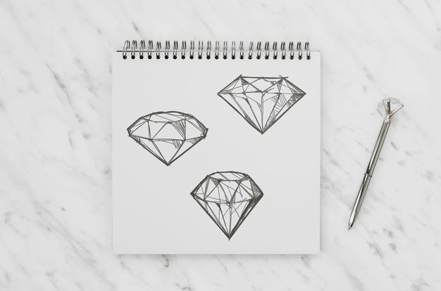 Top View Notepad Mock-Up On Marble Background Psd